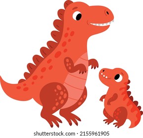 Tyrannosaur. Dinosaurs mom and baby