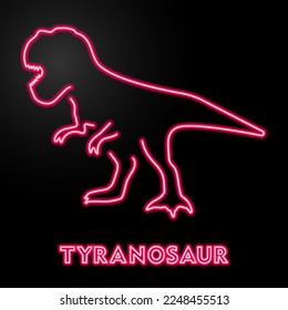 tyrannosaur neon sign, modern glowing banner design, colorful modern design trends on black background. Vector illustration.