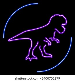 tyrannosaur neon sign, modern glowing banner design, colorful modern design trends on black background. Vector illustration.