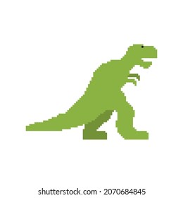 Tyrannosaur pixel art dinosaur. pixelated Ancient animal. 8bit Dino prehistoric monster. Beast is Jurassic period
