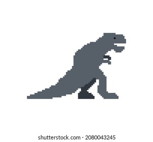 Tyrannosaur pixel art dinosaur. pixelated Ancient animal. 8bit Dino prehistoric monster. Beast is Jurassic period
