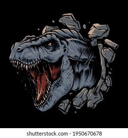 tyrannosaur rex attack illustration design