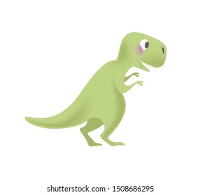 Tyrannosaur rex. Vector illustration of green cute dinosaur