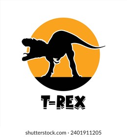 Tyrannosaur T Rex Dinosaur Silhouette for T Shirt Print