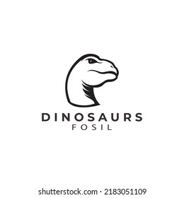 tyrannosaur t-rex fossil silhouette logo vector icon symbol design