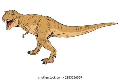 Tiranosaurios Rex o T-Rex, Dinosaurios criatura prehistórica. Ilustración de arte de línea adecuada para elementos, libro de coloración infantil, etc.