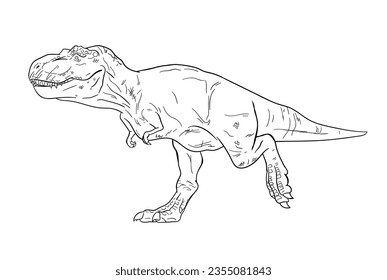 Tyrannosaurs Rex or T-Rex, Dinosaurs prehistoric creature. Line art illustration suitable for element, children coloring book etc.	
