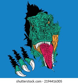TYRANNOSAURUS BREAKING AND TEARING THE WALL