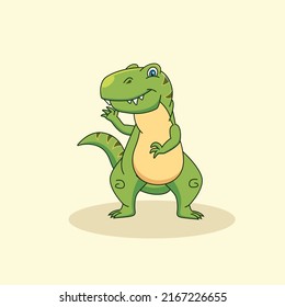 Tyrannosaurus cartoon waving hand. Animal vector illustration