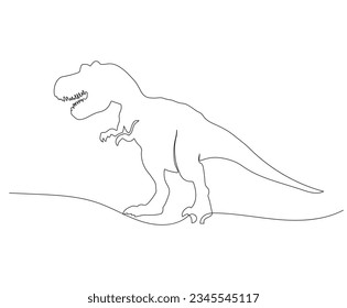 tyrannosaurus, continuous line style illustration of big dinosaur, vector illustration with white background.
