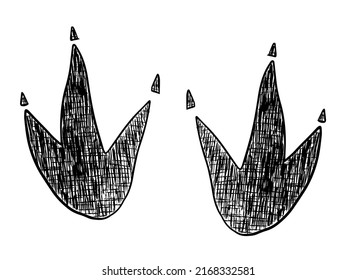 Tyrannosaurus dino footprint in outline style