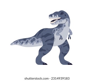 Tyrannosaurus dino. T-rex dinosaur, ancient prehistoric extinct animal. Big huge angry reptile, prehistory carnivore. Wild Jurassic lizard. Flat vector illustration isolated on white background