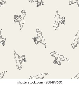 Tyrannosaurus dinosaur doodle seamless pattern background