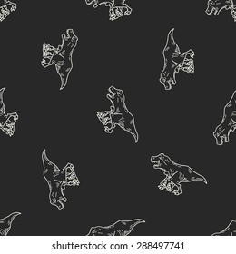 Tyrannosaurus dinosaur doodle seamless pattern background