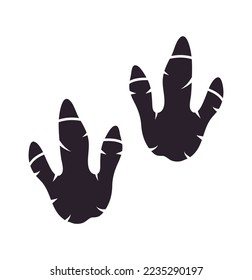 Tyrannosaurus dinosaur footprint vector. Paleontology, history vintage. Paleontology dinosaur traces illustration. Predator animal foots of ancient biology.