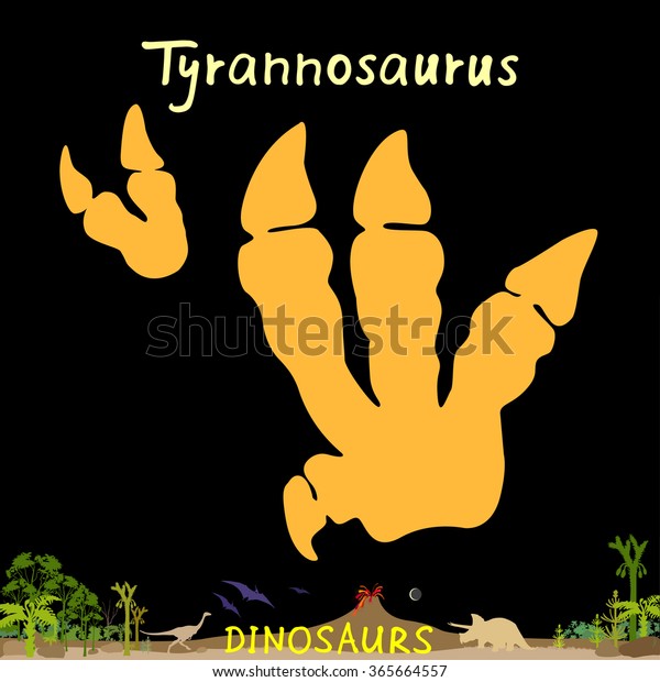 ティラノサウルス恐竜の化石の足跡 恐竜の爪のベクターイラスト のベクター画像素材 ロイヤリティフリー