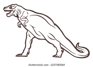 Tyrannosaurus dinosaur - hand drawn vector illustration - Out line