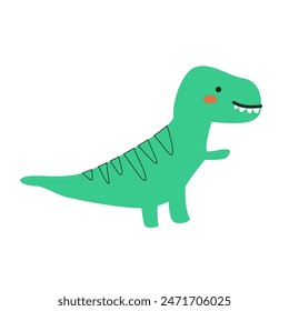 Tyrannosaurus dinosaur isolated vector illustration on white background. Cute childrens animal for poster, print for clothes, textile, nursery design, stickers.