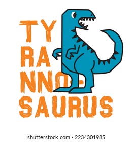 Tyrannosaurus Dinosaur with Name. Vector illustration