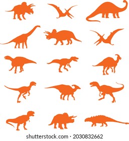 Tyrannosaurus dinosaur orange silhouette vector design
