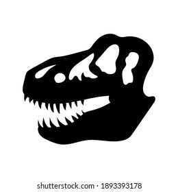 Tyrannosaurus dinosaur skull silhouette, vector illustration