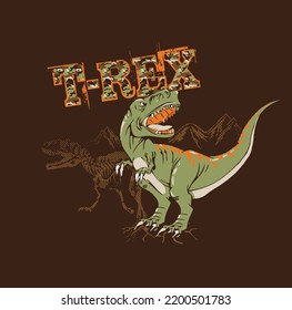 Tyrannosaurus Dinosaur Vector Illustration with texture.