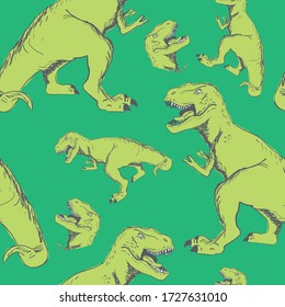 Tyrannosaurus dinosaurs seamless pattern. Vector illustration design for fashion fabrics, animal textile graphics, prints, wallpapers and other uses.
