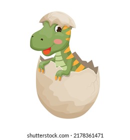 Tyrannosaurus in eggshell. Colorful children's illustration.