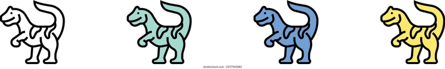 tyrannosaurus icon. Outline, Green, Blue and Yellow Style Design Isolated On White Background