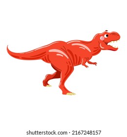 Tyrannosaurus illustration. Red vector t-rex dinosaur, cartoon style. Dinosaur cartoon isolated. 