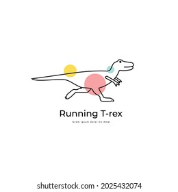 Tyrannosaurus line art outline simple clean logo icon sign symbol design. Vector illustration. Isolated object on white background