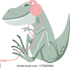 Tyrannosaurus is listening to the player. Color isolated image