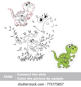 tyrannosaurus Mom and her Infant. Dot to dot educational game for kids.