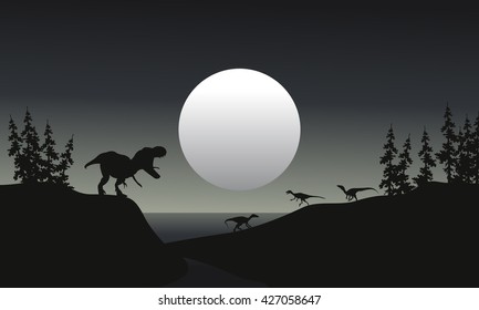 Tyrannosaurus reptile illustration silhouette at the night