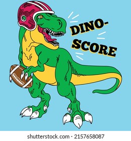 TYRANNOSAURUS REX AMERICAN FOOTBALL PLAYER WITH BALL IN HIS HANDS