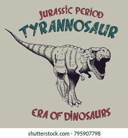 tyrannosaurus rex angry predator.Animal reptile.Hand drawn vector illustration