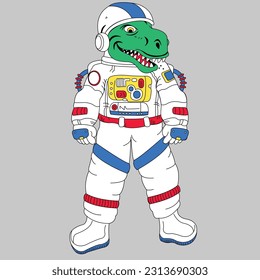 TYRANNOSAURUS REX ASTRONAUT STANDING SMILING