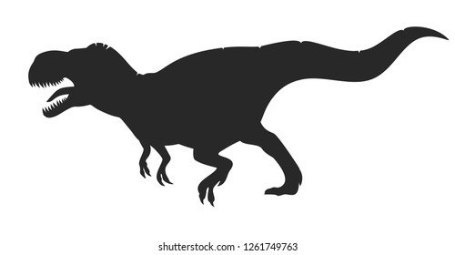 Tyrannosaurus rex black silhouette. T-rex dinosaur isolated on white background.