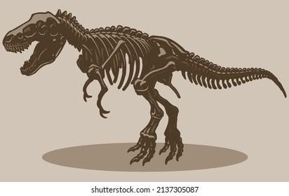 tyrannosaurus rex body fossil cartoon vector