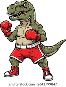Tyrannosaurus Rex Boxer Red Boxing Gloves Cartoon t rex