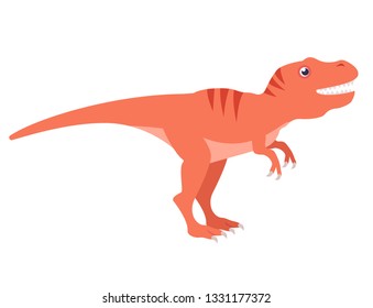 Tyrannosaurus rex, cute cartoon dinosaur. Tyrannosaur. Isolated vector illustratio