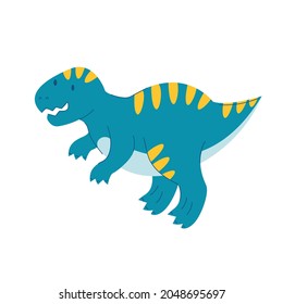 Tyrannosaurus rex dinosaur. Children cute dino. Flat cartoon reptile. Blue dragon monster. Stock vector illustration on a white background.