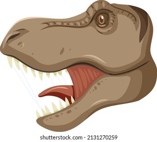 Tyrannosaurus rex dinosaur head on white background illustration