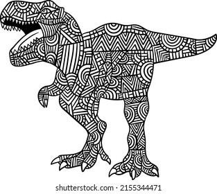 Tyrannosaurus Rex Dinosaur Mandala Coloring Pages