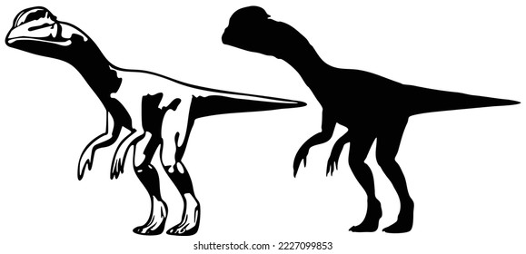 tyrannosaurus rex dinosaur silhouette isolated on white background. Standing dino logo icon, side view.
