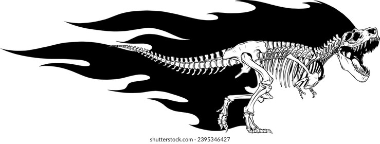 Tyrannosaurus Rex dinosaur skeleton outline