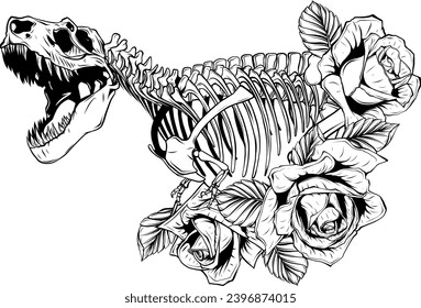 Tyrannosaurus Rex dinosaur skeleton outline