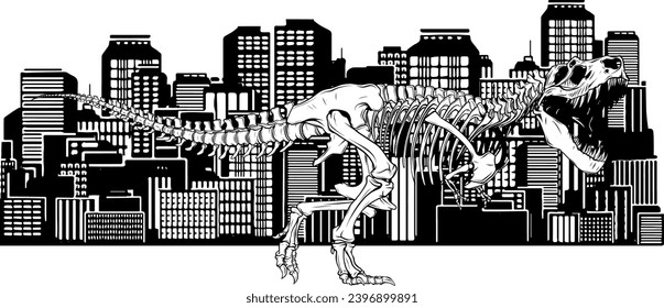 Tyrannosaurus Rex dinosaur skeleton outline