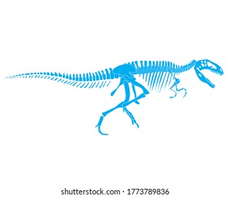 Tyrannosaurus Rex dinosaur skeleton silhouette in isolate on white background. Vector illustration.