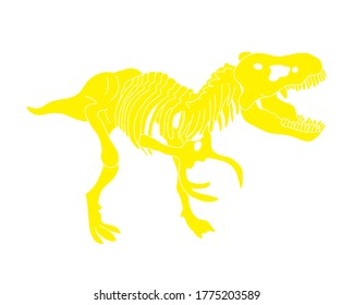 Tyrannosaurus Rex dinosaur skeleton silhouette in isolate on white background. Vector illustration.